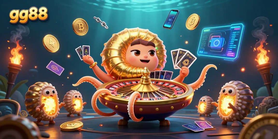 Win big at gg88 with an exciting 3D nautilus roulette scene filled with glowing crypto elements.