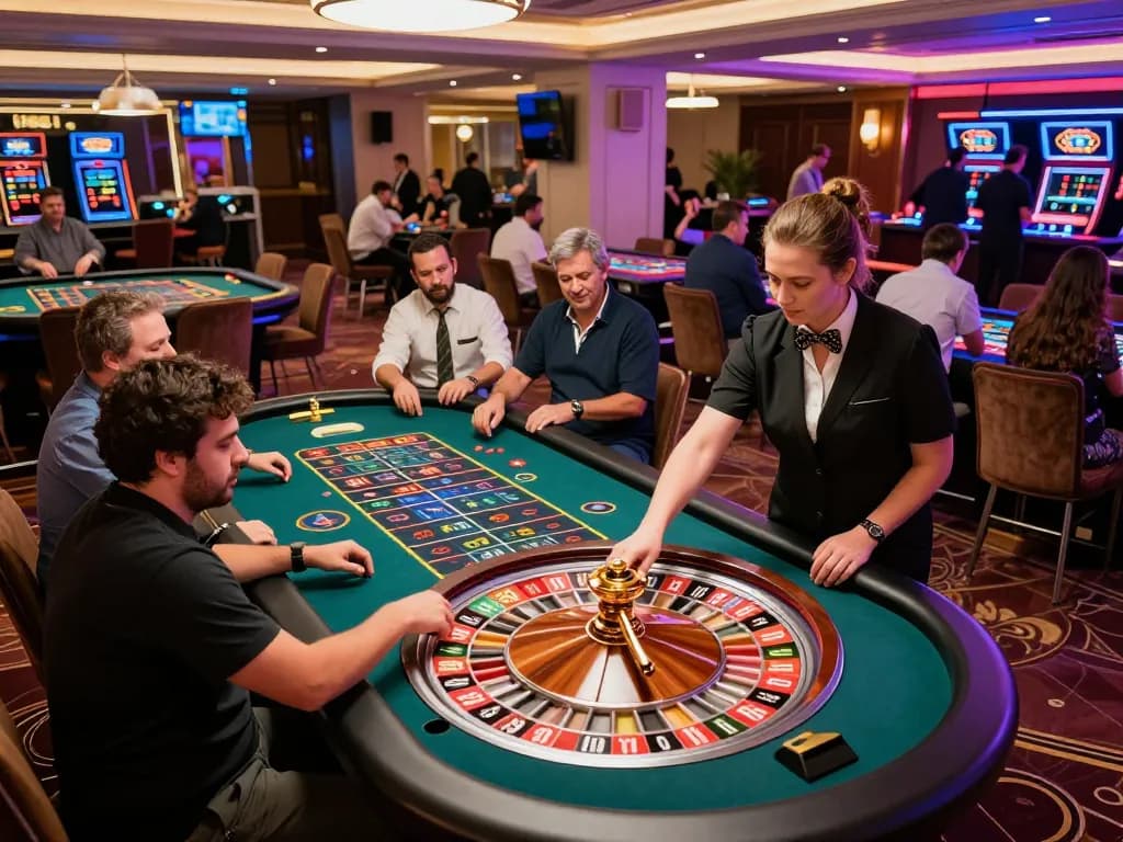 Players engage in roulette at HITCLUB, showcasing dynamic betting action and vibrant casino atmosphere.