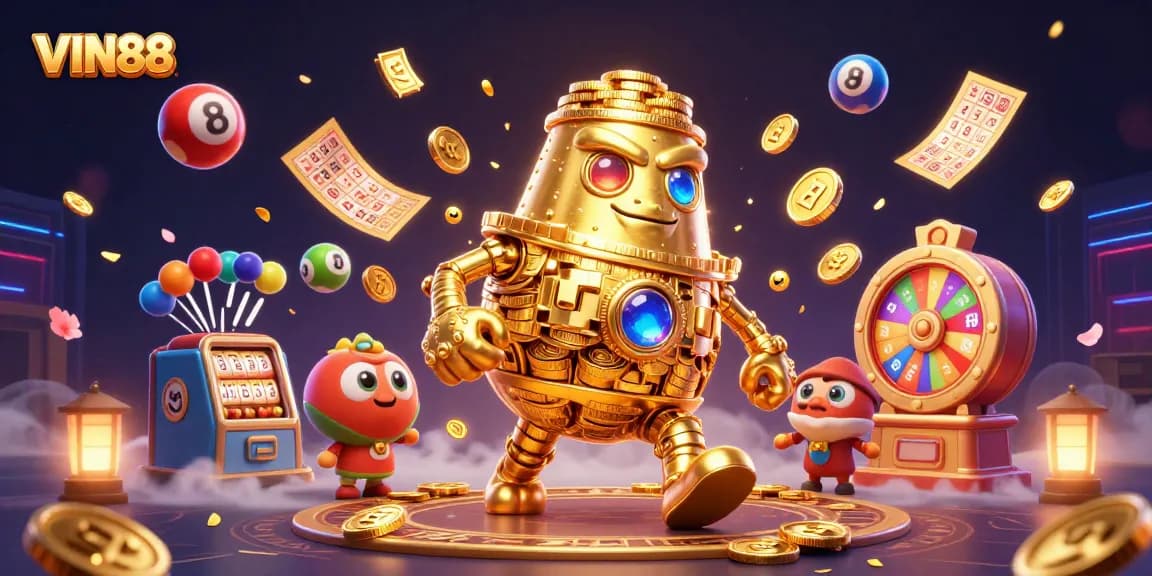 Join the excitement at VIN88 with vibrant lottery balls, golden golem, and dynamic casino offerings.