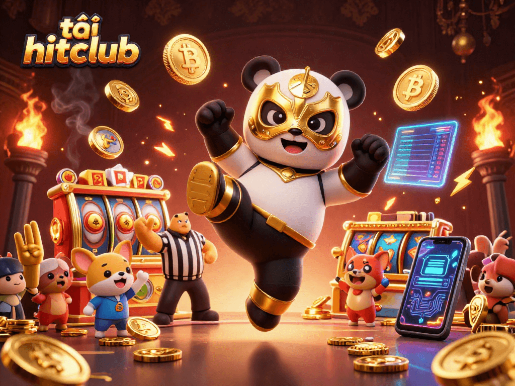 Experience thrilling gameplay with tải hitclub in this electrifying 3D scene featuring vibrant characters and dynamic casino elements.