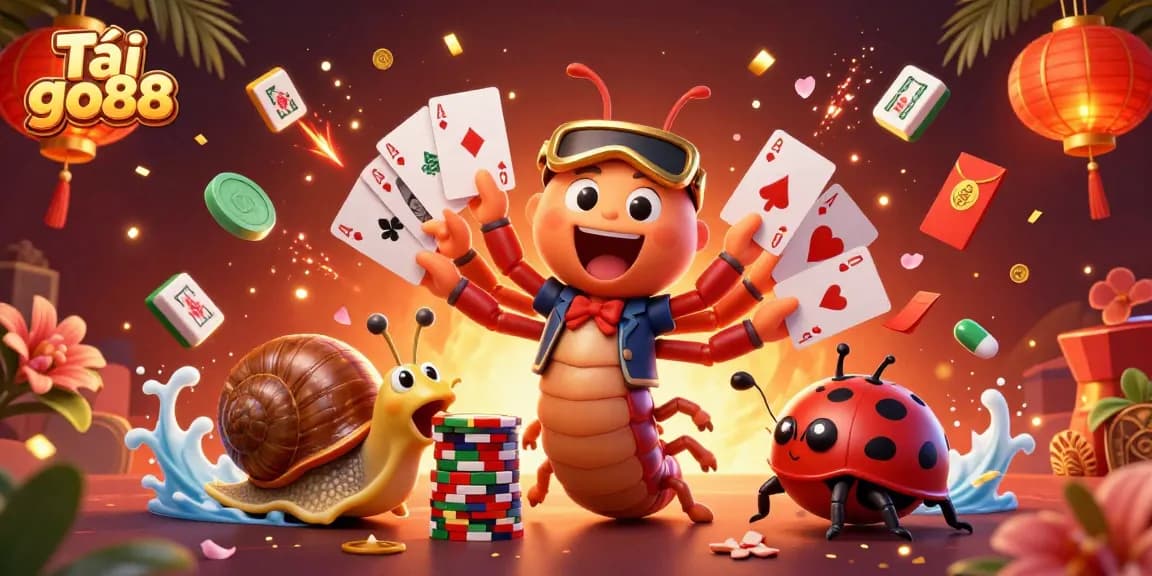 Win big at Tải go88 with an exciting casino scene featuring a millipede dealer and high-roller snail.