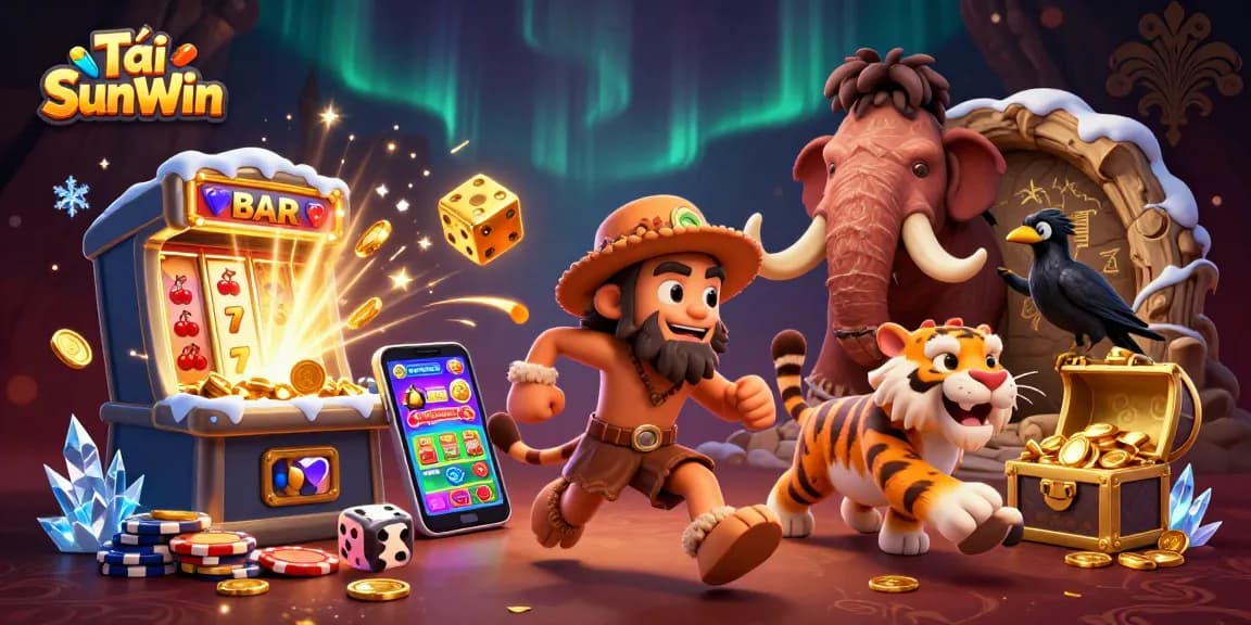 Tải SunWin immersive 3D casino scene showcasing ancient characters and vibrant gambling elements.