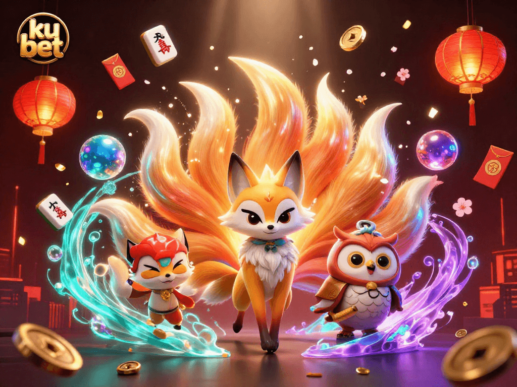 ku bet energizes your play with a vibrant 3D casino scene featuring glowing spirits and festive elements
