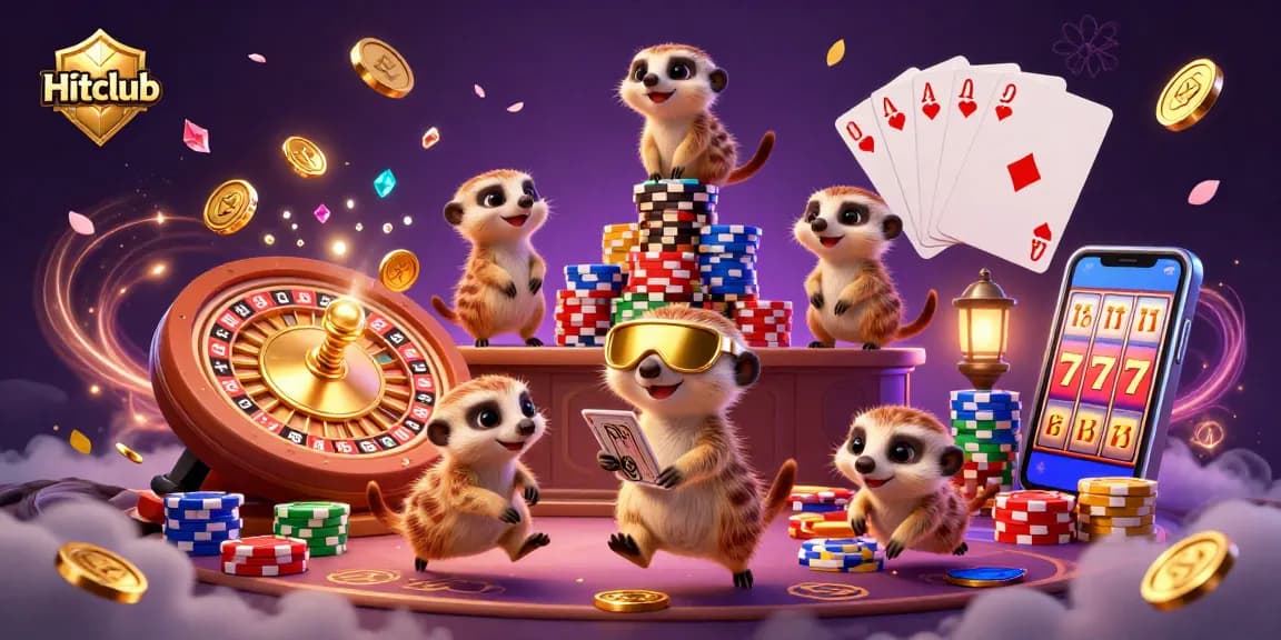 Hitclub meerkats run a vibrant casino with captivating games and sparkling treasures.
