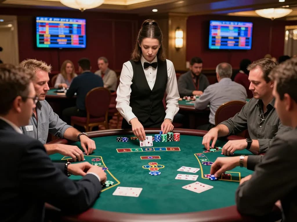 Players engaging in a thrilling blackjack game at the casino, showcasing debet excitement and strategy in play.