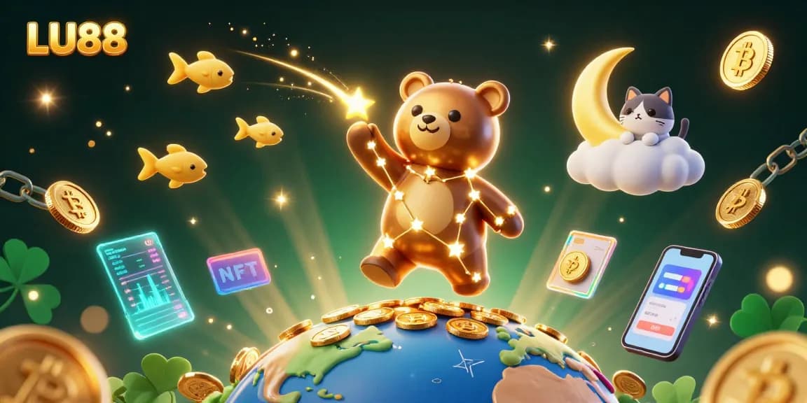 LU88 players enjoy a thrilling gaming experience with vibrant coins and cosmic elements.