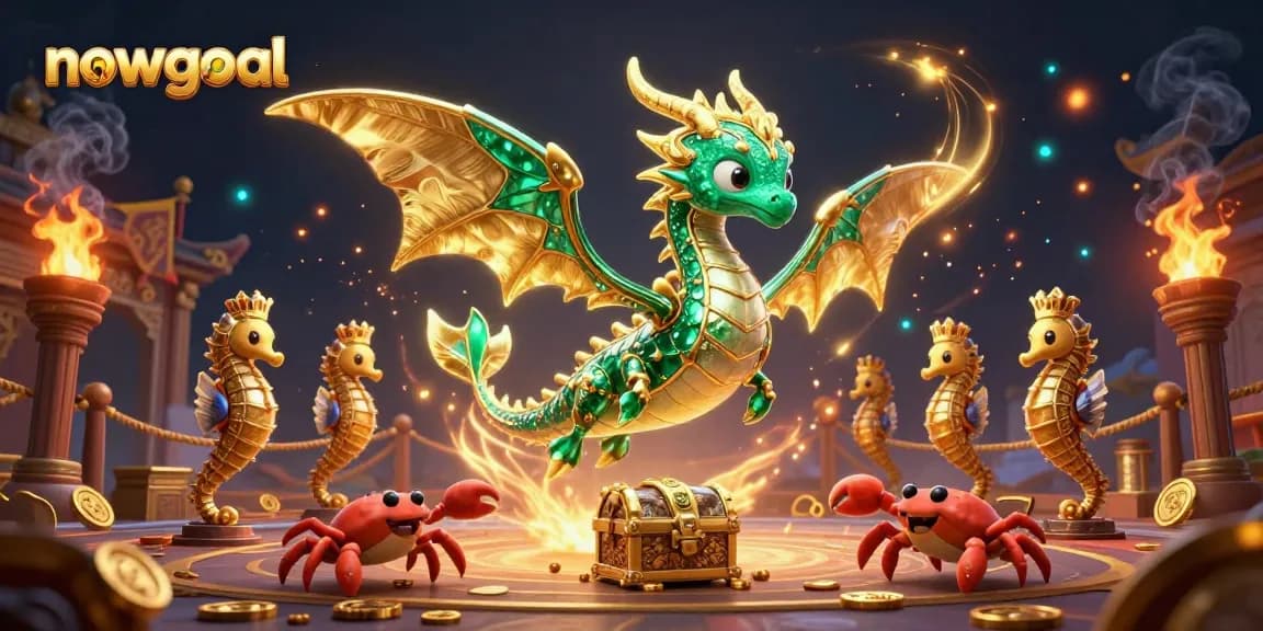 Engage with nowgoal live scores featuring a majestic dragon and vibrant gambling elements.