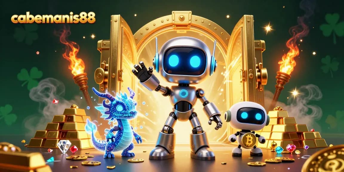 Experience the excitement of cabemanis88 with animated characters in a vibrant casino scene.