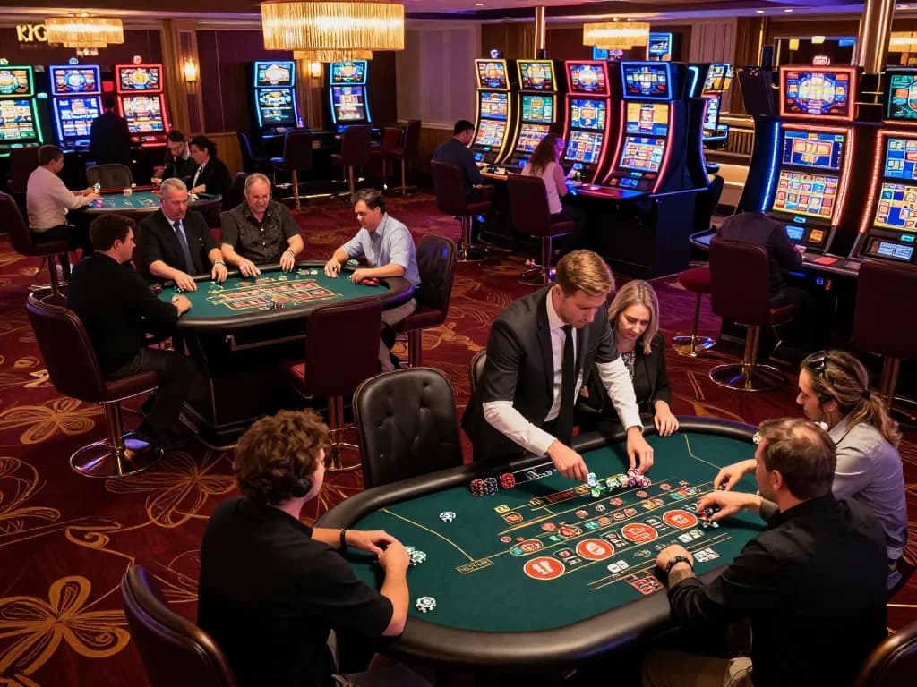 Players enjoy interactive roulette and poker games at a lively 13win casino floor