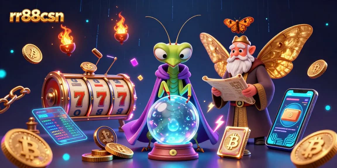 Experience the excitement of rr88csn with vibrant slot games and mystical characters in a captivating 3D scene.