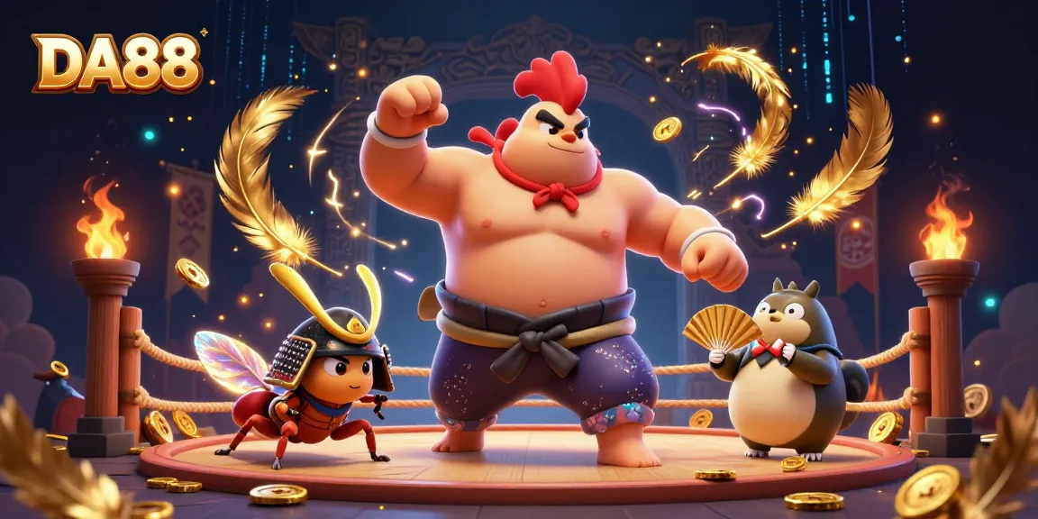 Experience thrilling gameplay and rich rewards with DA88's dynamic betting scene featuring sumo and samurai action.
