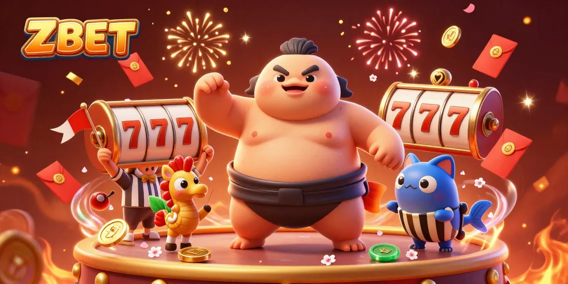 ZBET offers thrilling slots action with festive elements and vibrant atmosphere in this captivating illustration.