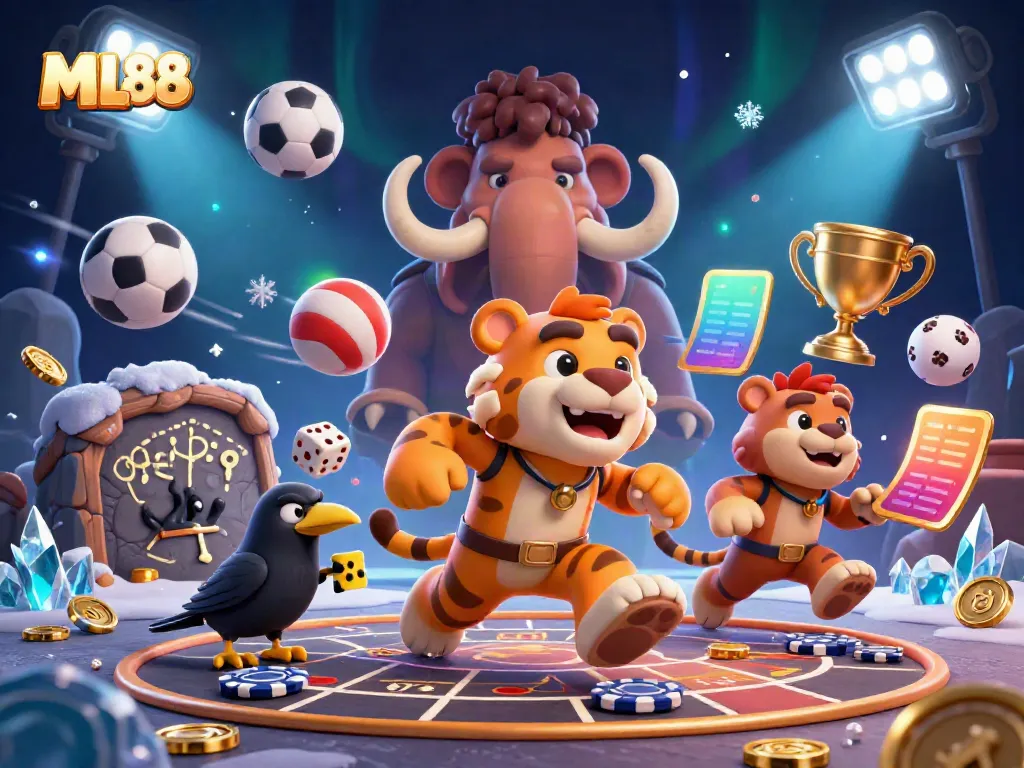 Experience the excitement of ML88's vibrant casino world featuring dynamic gaming elements and colorful characters.
