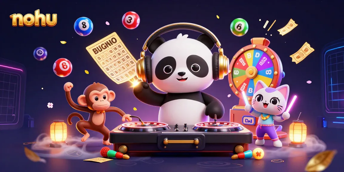 Experience nohu's vibrant casino energy with lively 3D characters and lottery chaos