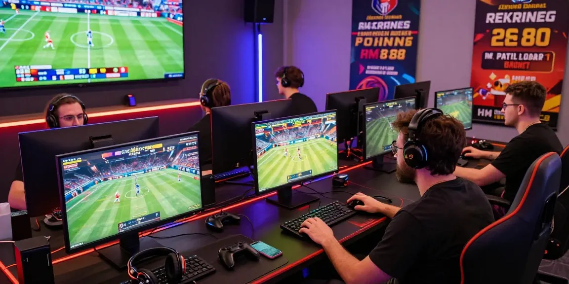 Exciting online gaming atmosphere at HM 88 with players using modern setups and vibrant gaming graphics.