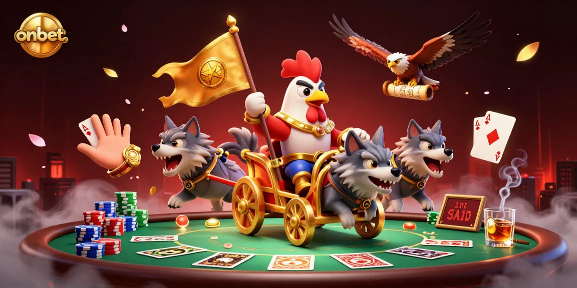 Experience thrilling gameplay with onbet.'s dynamic 3D casino illustration featuring poker excitement and heroic characters.