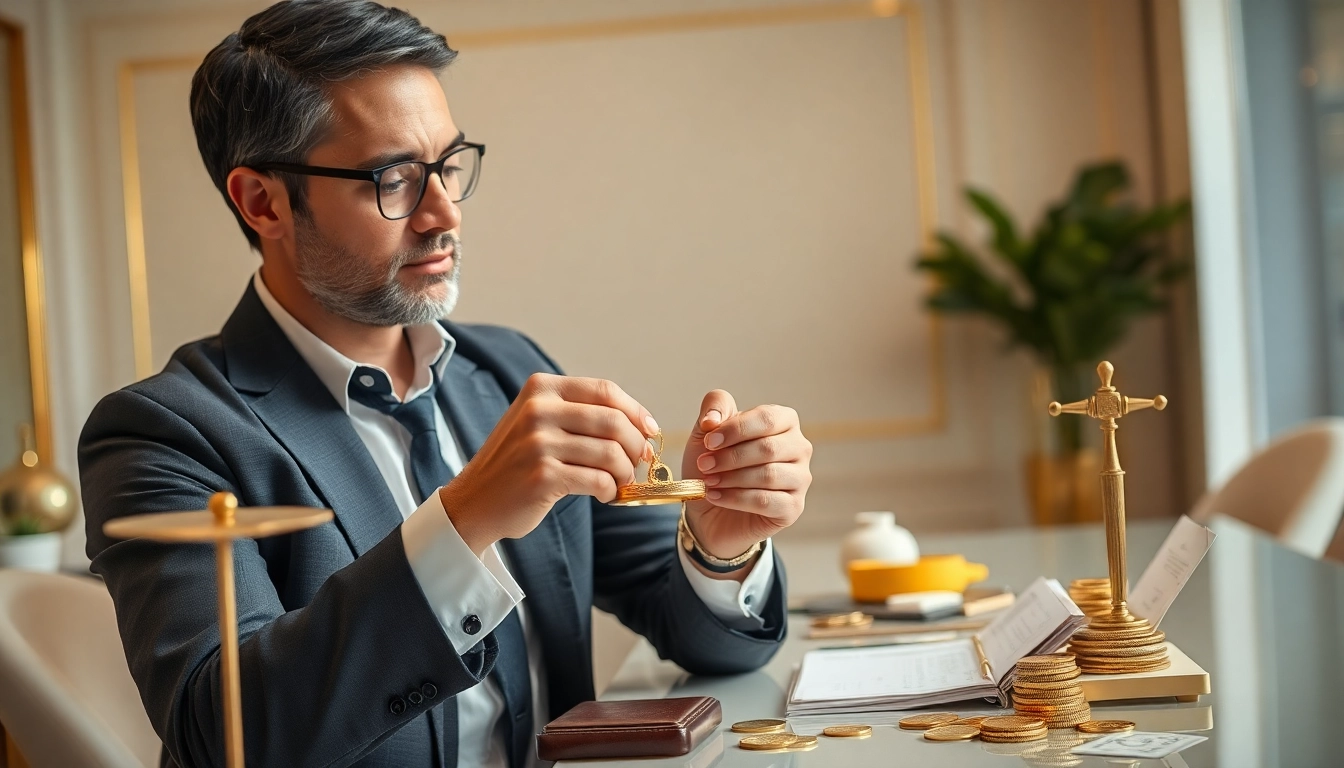 Valutazione di oro usato e acquisto di compro oro in un ambiente elegante.