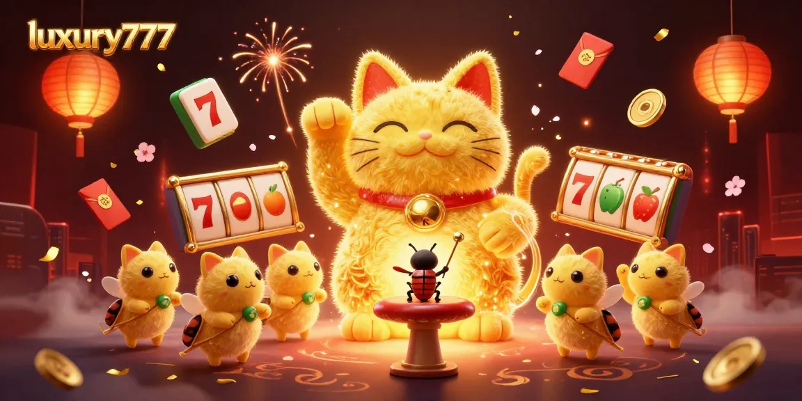 Join the excitement at luxury777 with 3D golden fireflies and dynamic casino symbols.