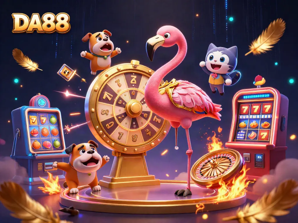 Experience the thrill of DA88 with a vibrant game show scene featuring exciting characters and dynamic casino action.