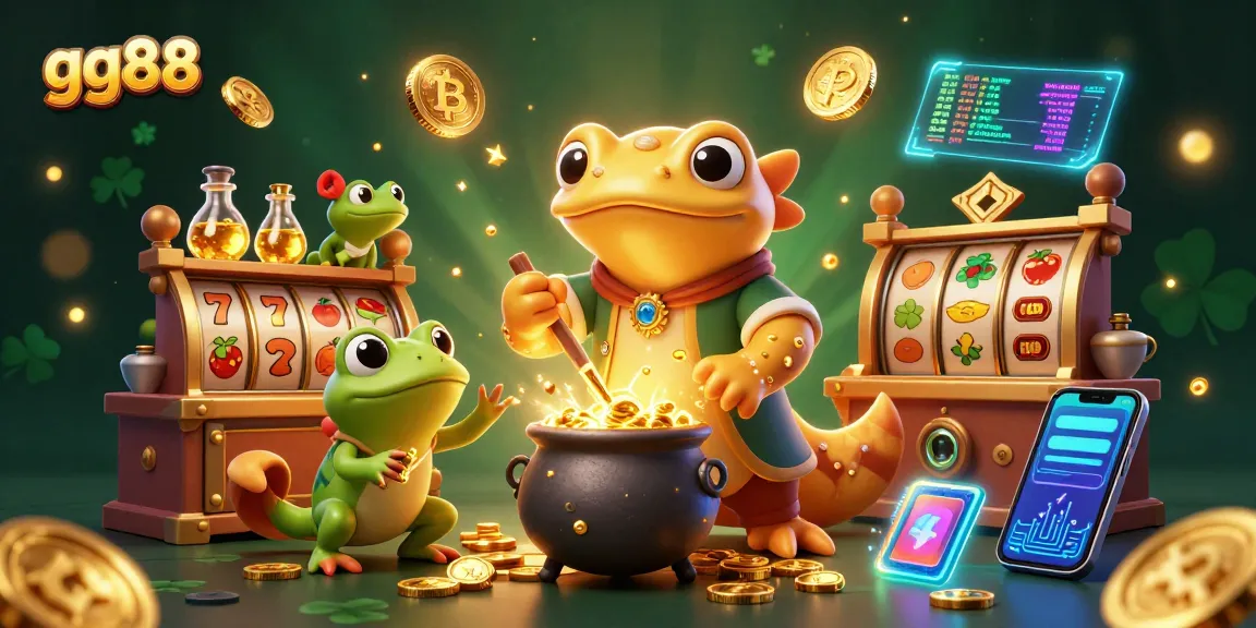Experience magical wins at gg88 with an alchemist turning metals into gold amidst vibrant gaming elements.