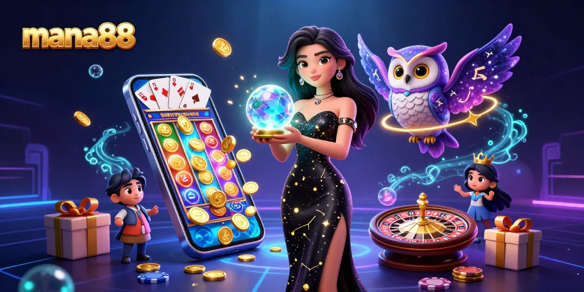 Experience exciting slot games with Mana88 featuring mystical characters and vibrant casino elements.