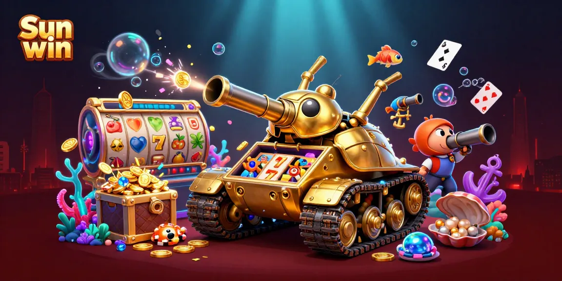 Experience the thrill of Sun win in this vibrant casino scene with immersive gold visuals and dynamic slot elements.
