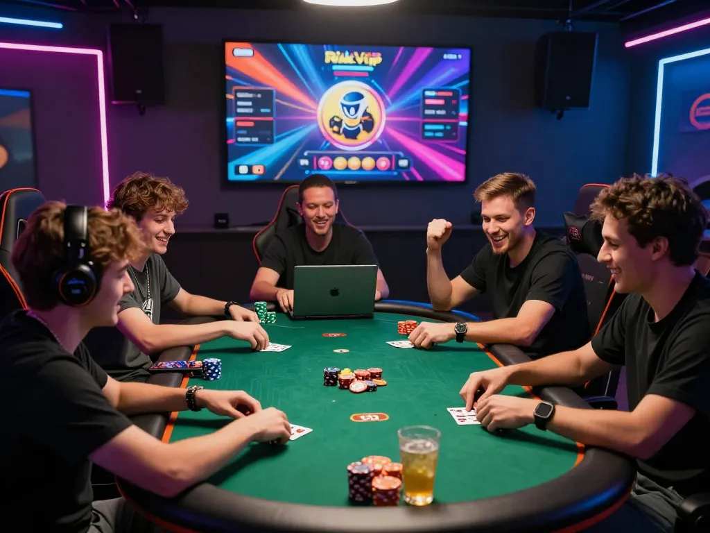 Exciting gaming environment where players enjoy rik vip poker, showcasing vibrant digital interfaces and a lively atmosphere.