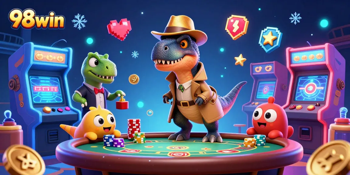 Experience the excitement at 98win's blackjack table with animated characters and dynamic game elements.