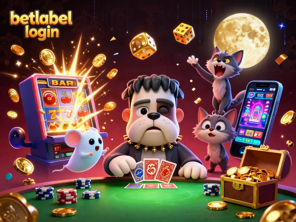 Experience the fun of betlabel login with a dynamic casino scene featuring quirky 3D characters and vibrant game elements.