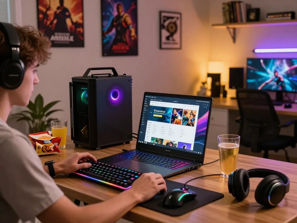 Exciting user experience with tải sun win app interface on a gaming laptop, showcasing an engaging online gaming environment.