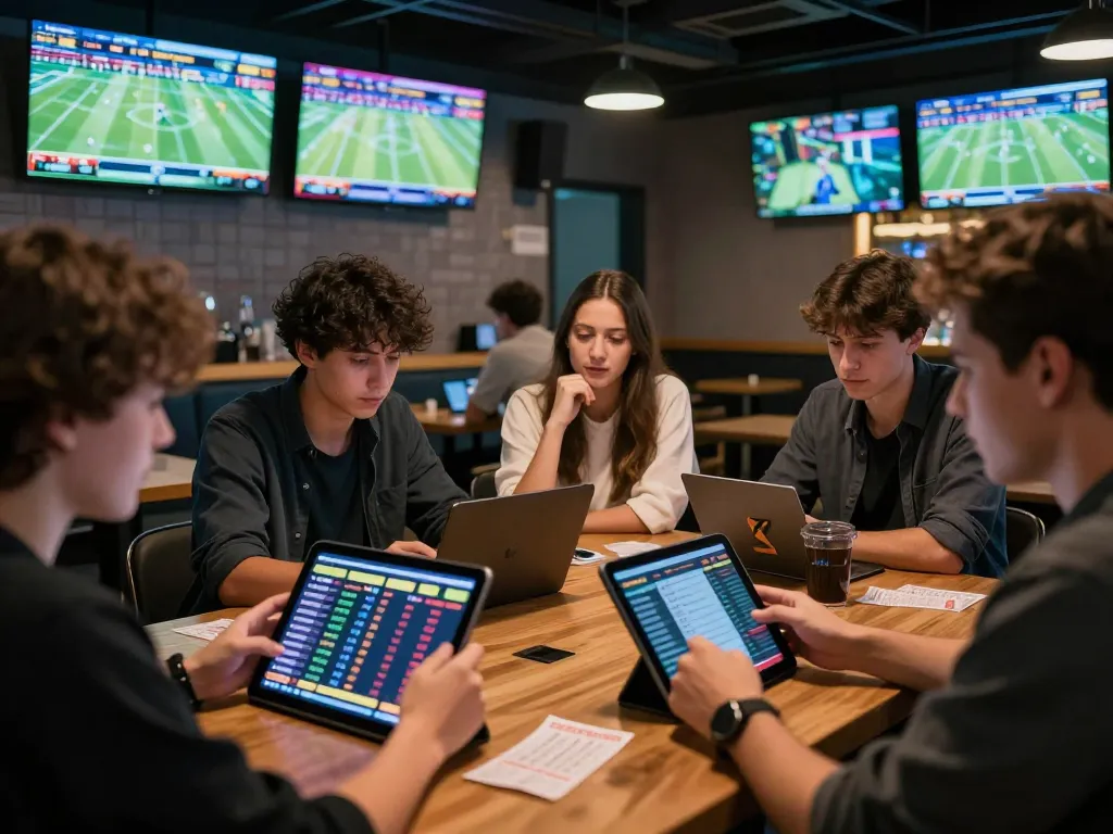 TR88 bettors engage with live sports odds in a dynamic betting lounge atmosphere.