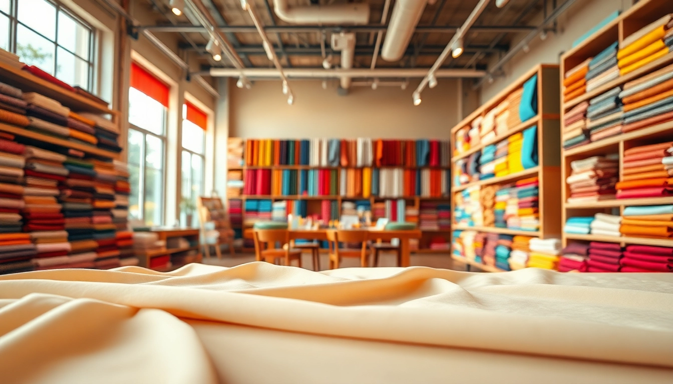 Ontdek stoffen winkel online met kleurrijke stoffen prachtig gepresenteerd in een gezellige omgeving.