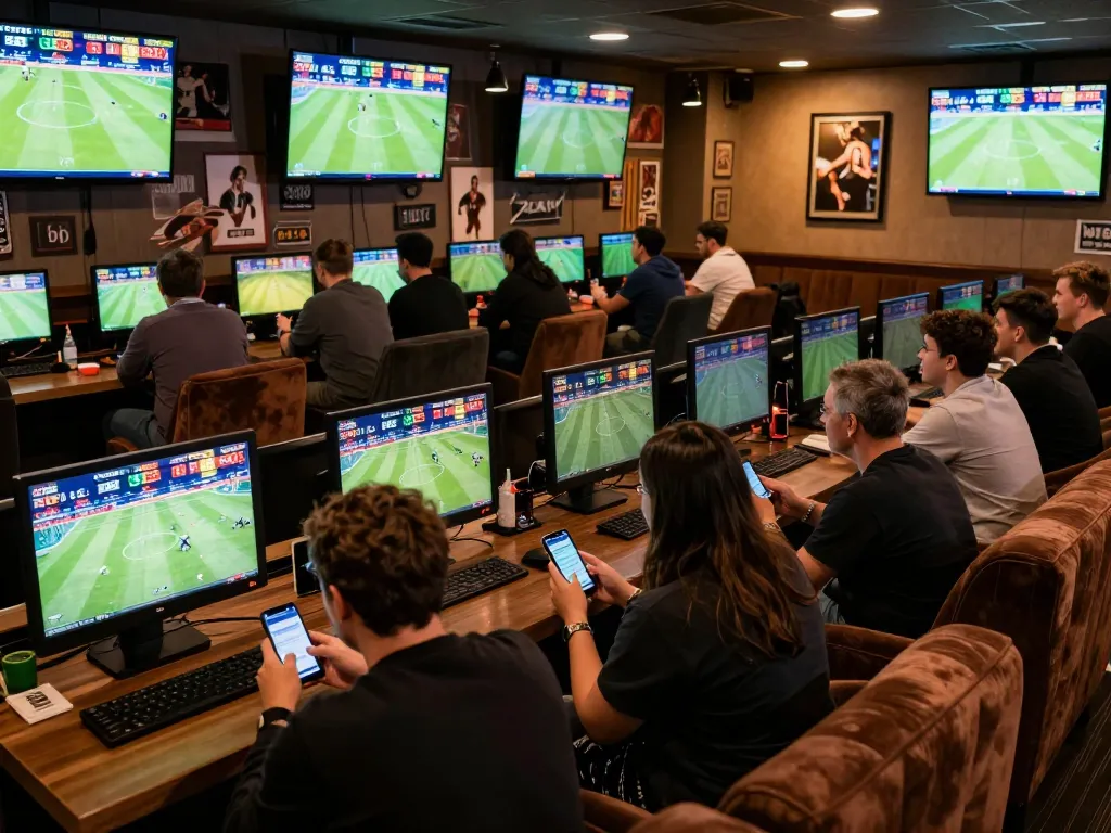 Active sports fans engaging in live betting on https://vin88.is/ during exciting matches