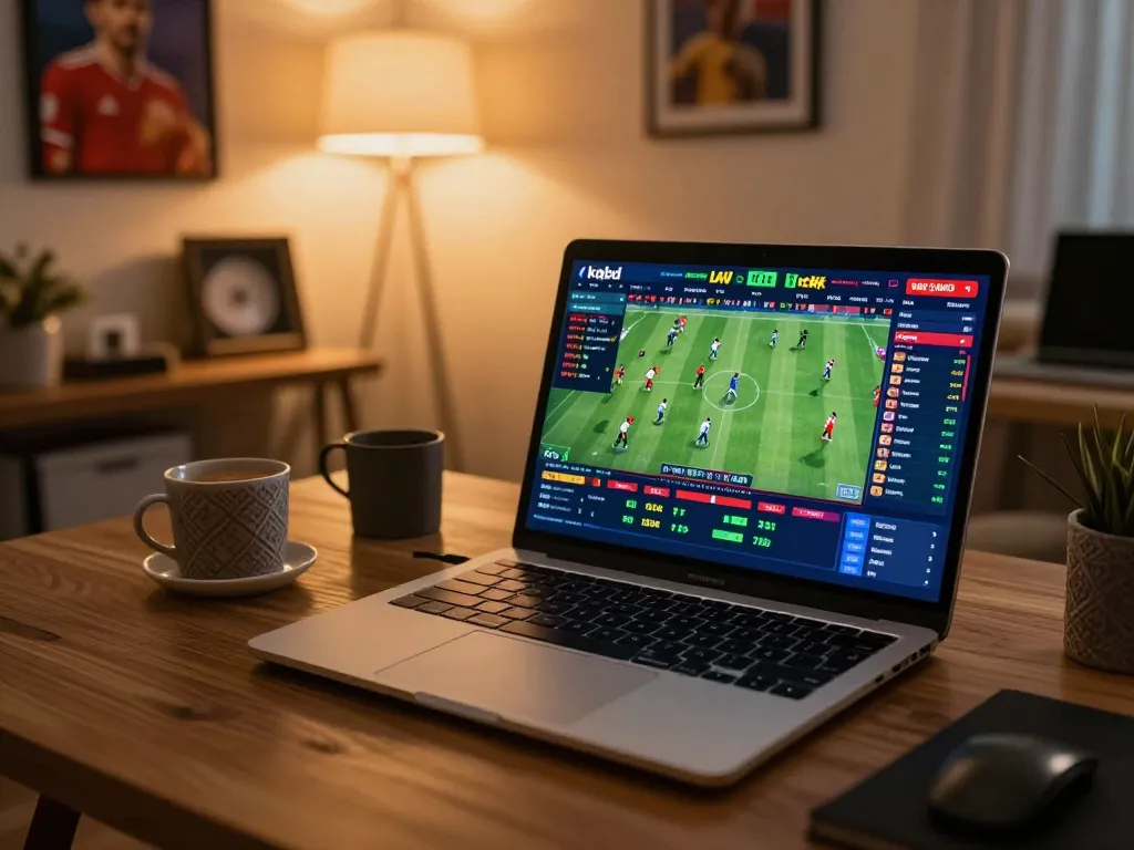 Engaging in live kqbd sports betting from a stylish home office setup.