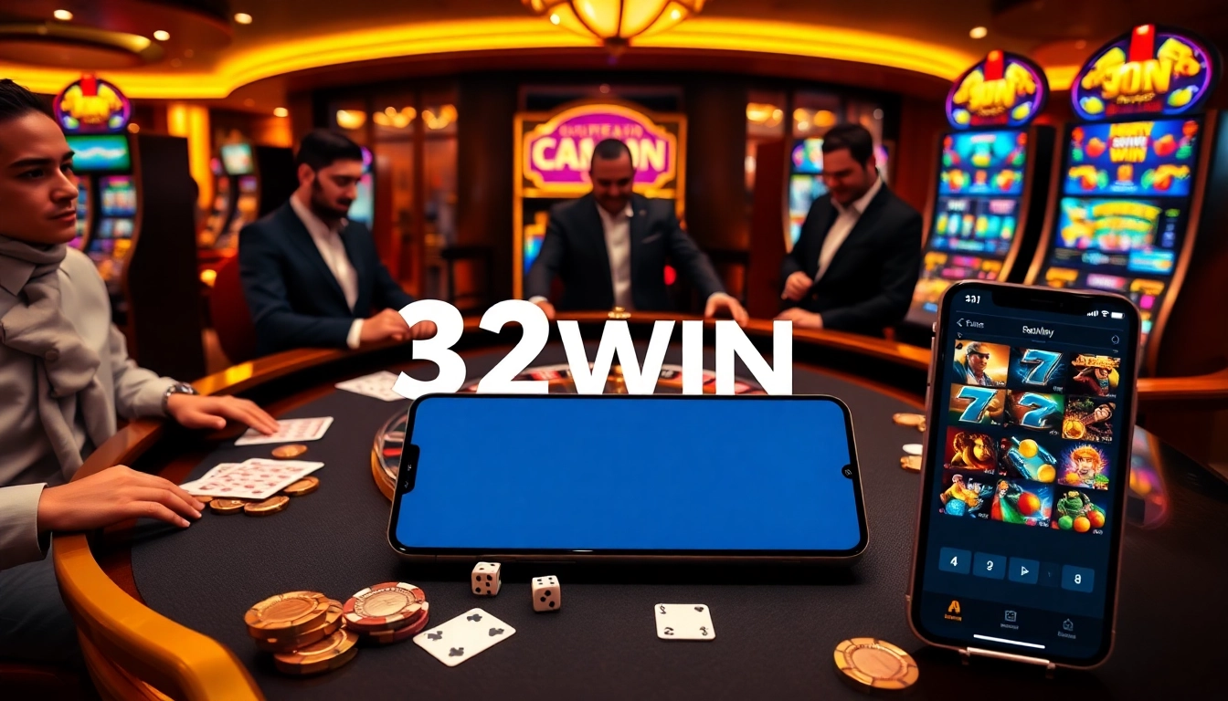 Experience excitement at 32WIN's luxurious casino table, featuring vibrant betting elements and sleek app interface.