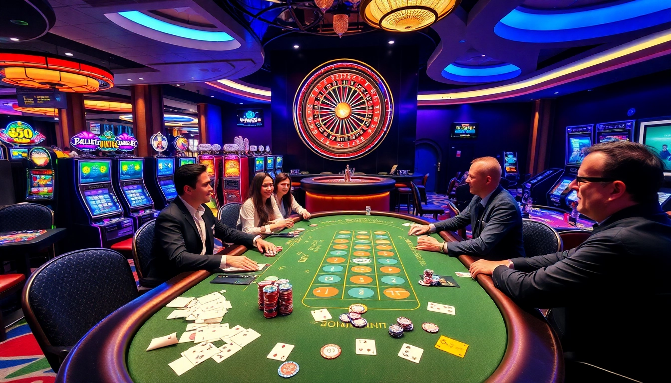 Experience excitement at FIVE88 casino tables with players engaging in thrilling games.