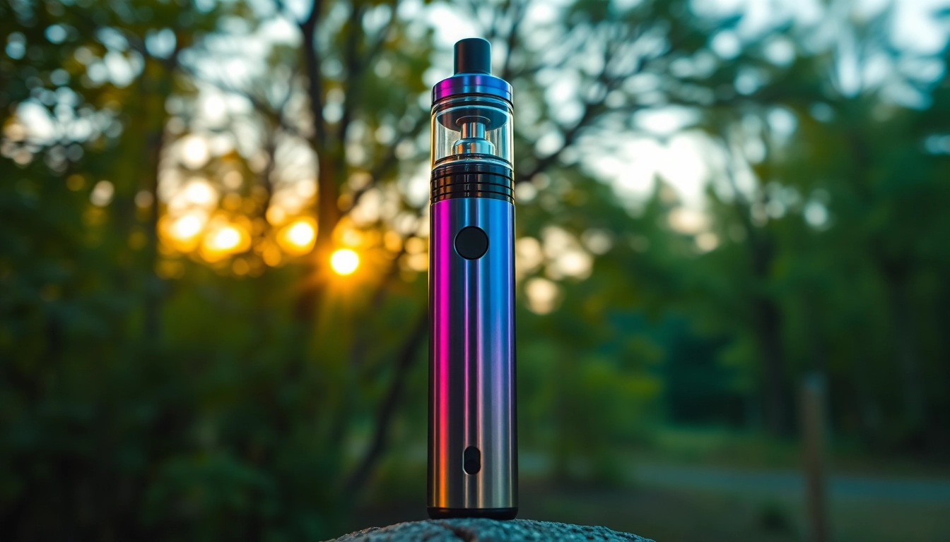 Buy DMT vape pen displayed artfully amidst serene nature, promoting tranquil exploration.