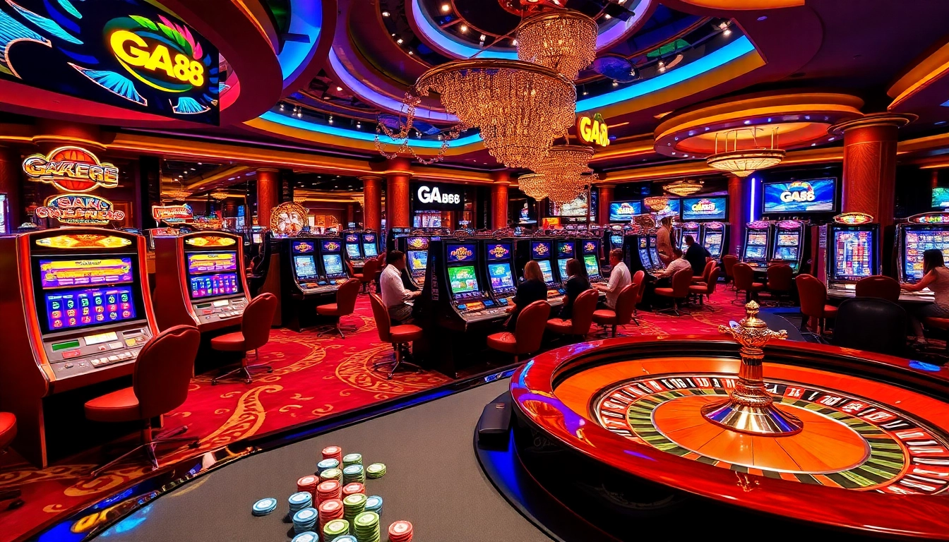 Exciting gambling environment at GA 88 casino with vibrant tables and buzzing atmosphere.