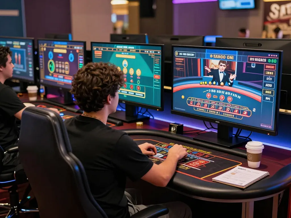 Engaged player strategizing on DA88 live games from a stylish gaming setup, showcasing excitement and focus