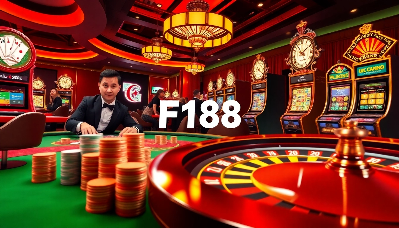 Players enjoying a thrilling experience at F168 casino with vibrant game displays.