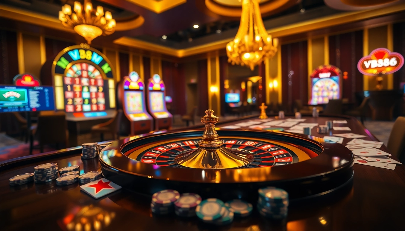 Players enjoying the thrill of gambling at vb88 casino tables with vibrant atmosphere.