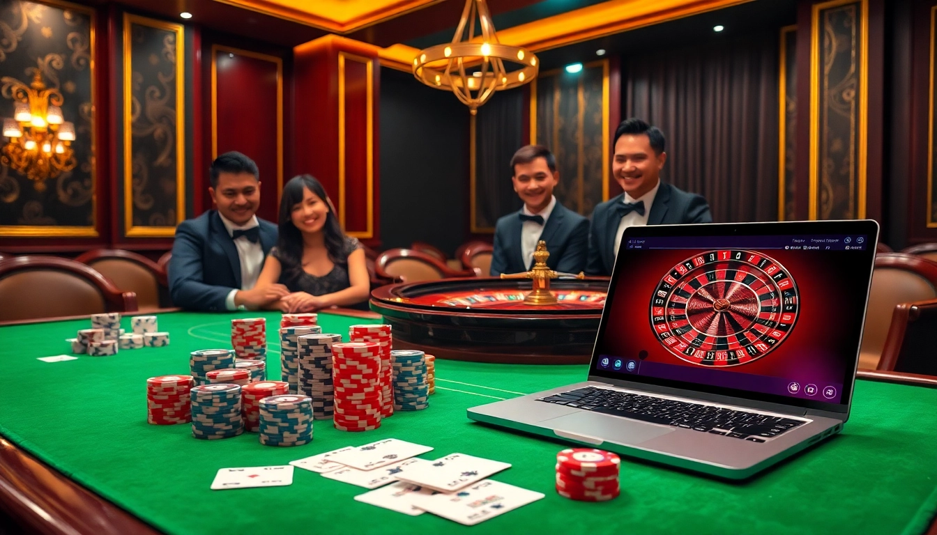 Engage with daftar sahamtoto at a vibrant casino table featuring colorful chips and a roulette wheel.