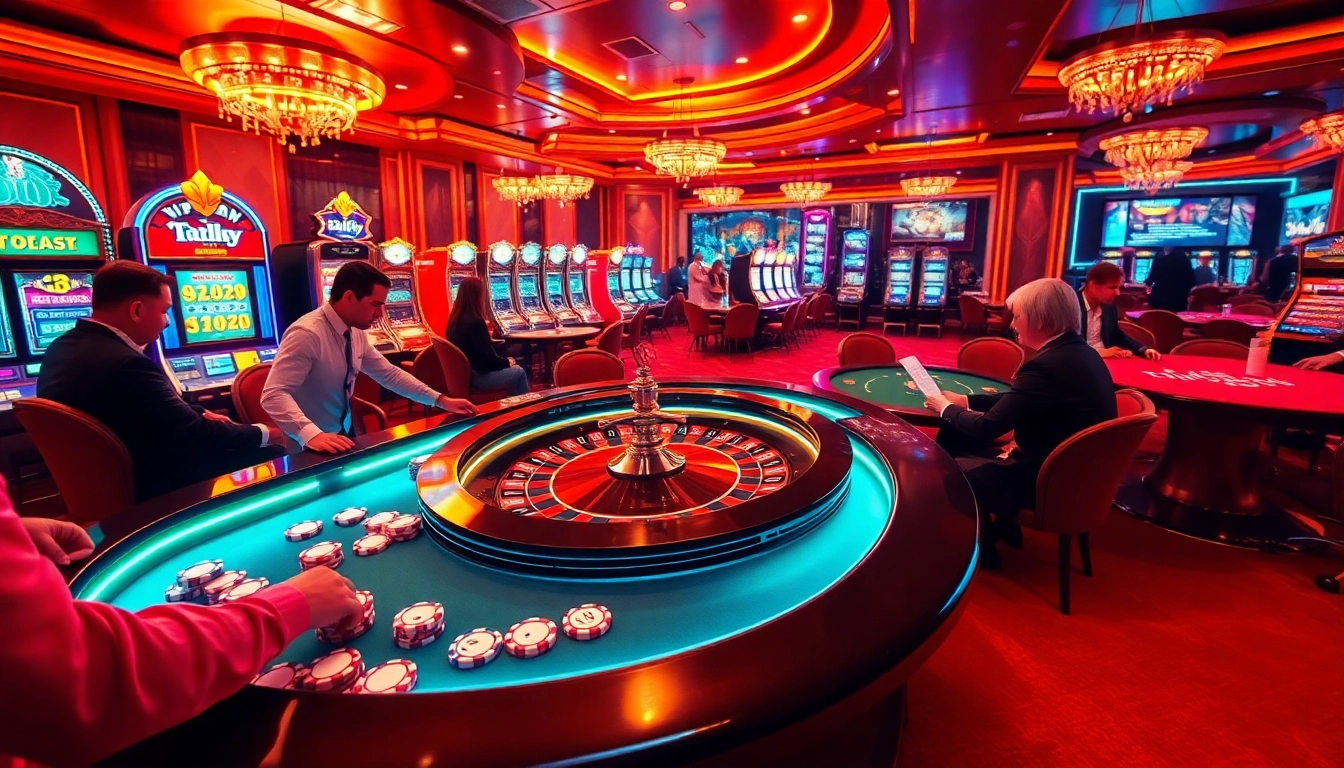 Exciting casino scene highlighting vipwin with roulette and engaging players in action.