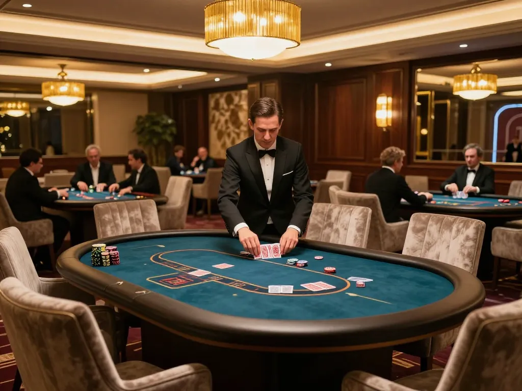 Watch players strategize with kp88 in an upscale poker setting, showcasing intensity and luxury.