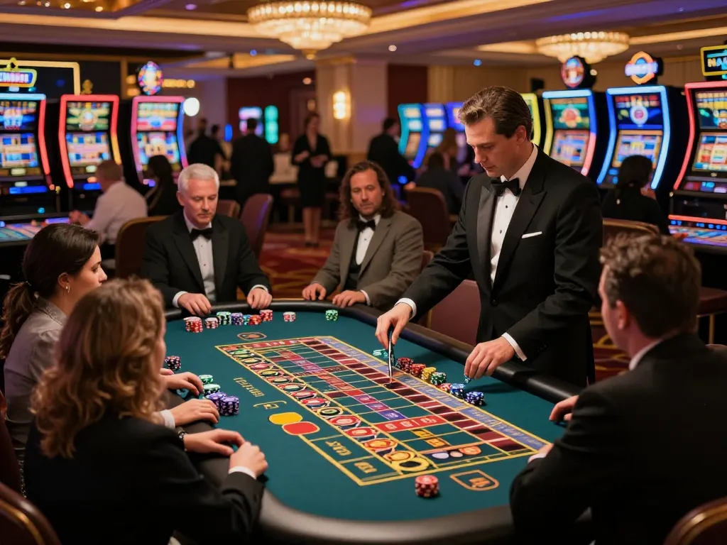 Players enjoying exciting roulette games at KK WIN's lively casino.