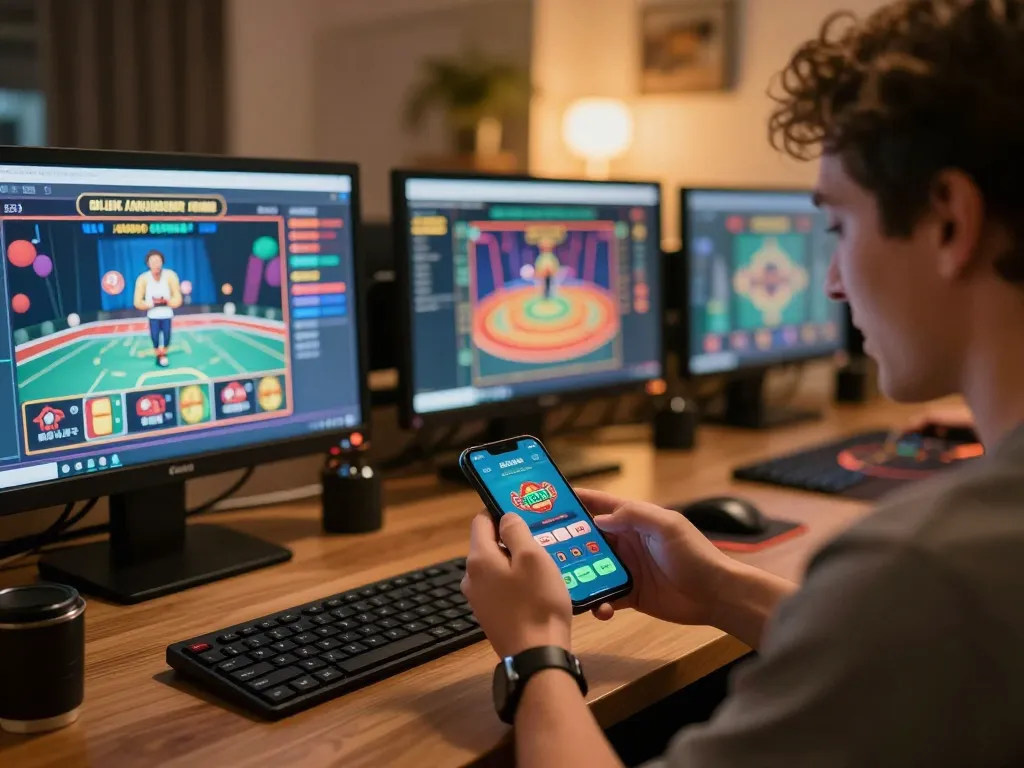 Engaging with the link xo88 app during an exciting online gaming session on smartphone and desktop