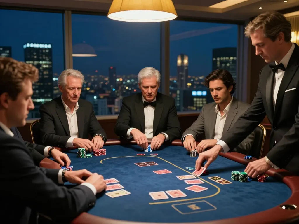 Engaging poker game at c168 com rooftop casino with players and dealer in action