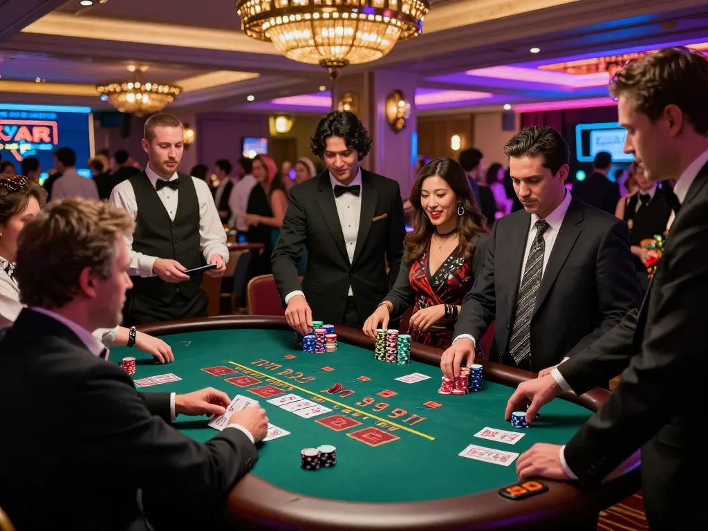 mm88 players enjoying a thrilling blackjack game on a vibrant casino floor