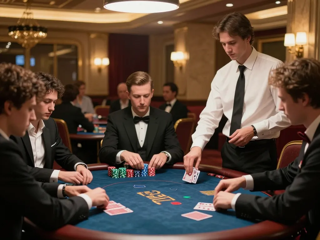 Players at a poker table engaging in a tense game of strategy at 888now's virtual casino.