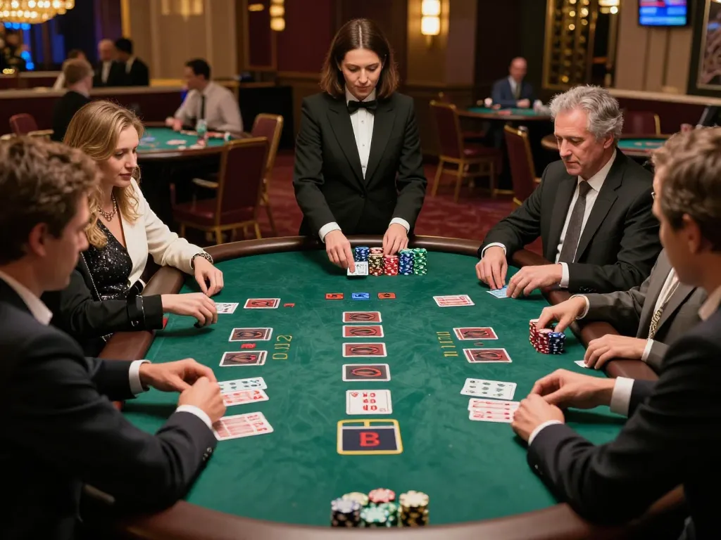 SIN88 blackjack players strategizing their next moves at an upscale casino table.